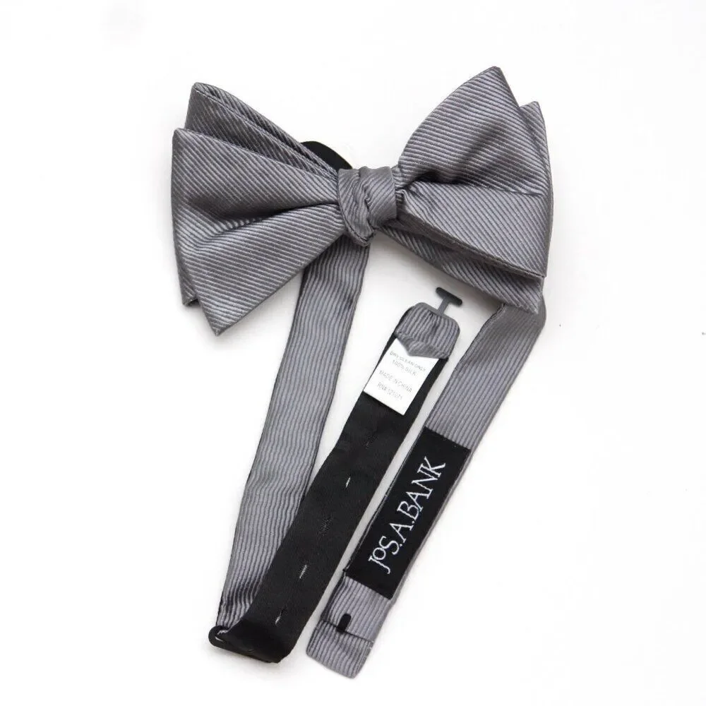 Jos A Bank‎ Pre-Tied Bow Tie NWT grey 100%silk
